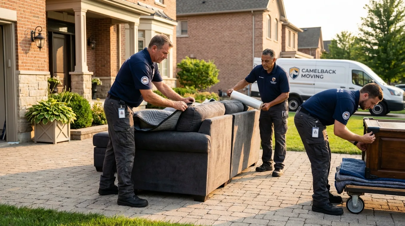 Large estate moving crew wrapping furniture in Willoughby, OH